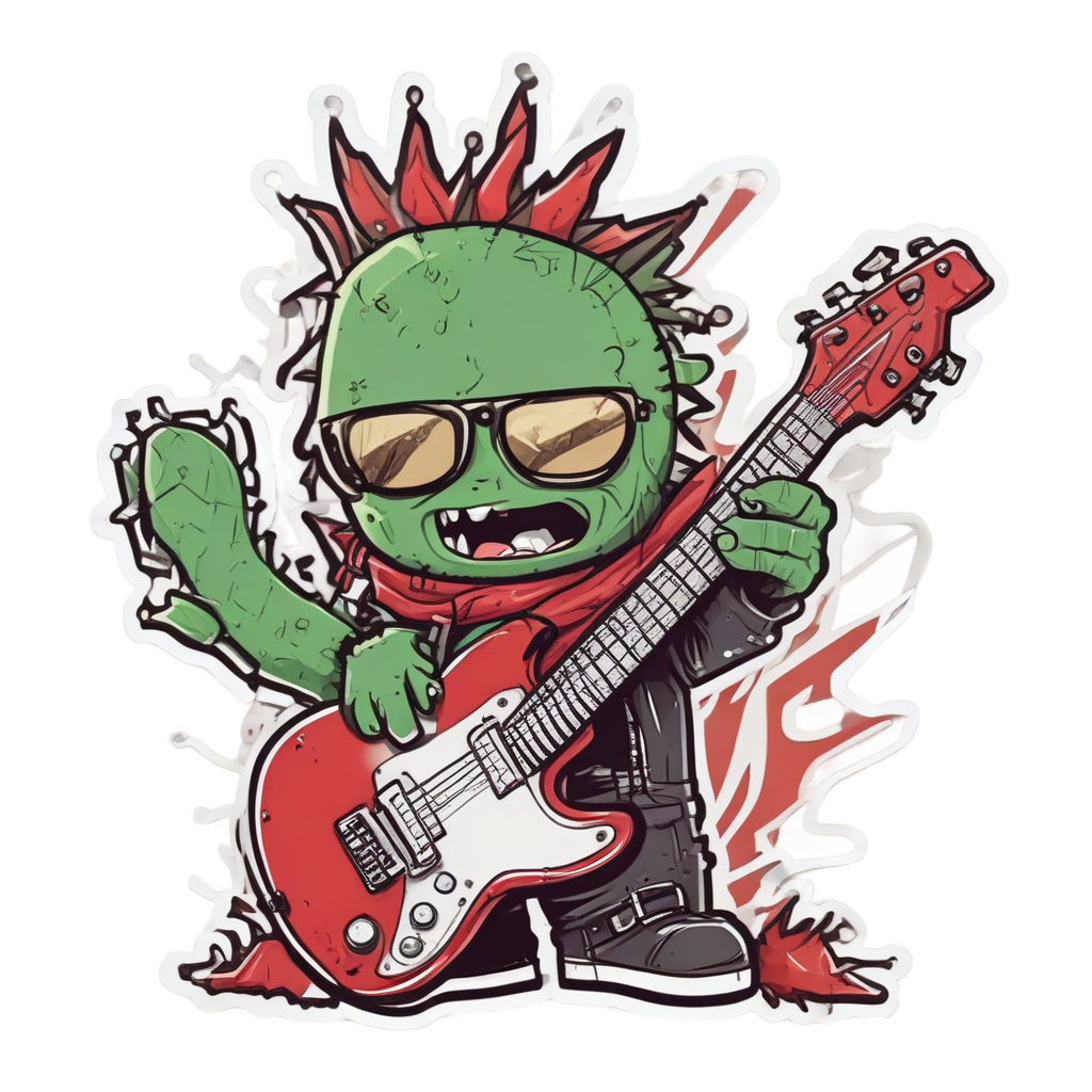 Cactus Rock Star Guitar — boho nursery stickers