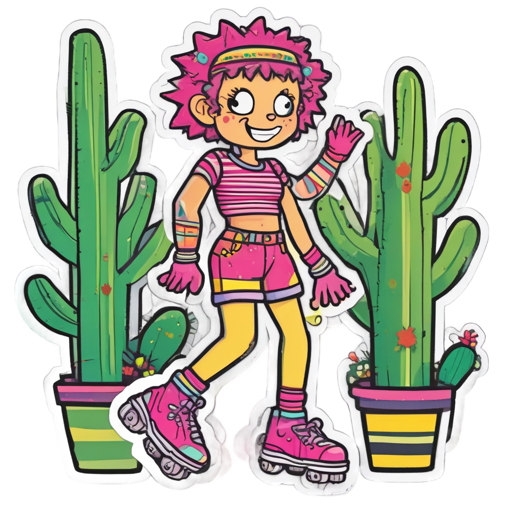 Cactus Roller Skater — boho nursery stickers