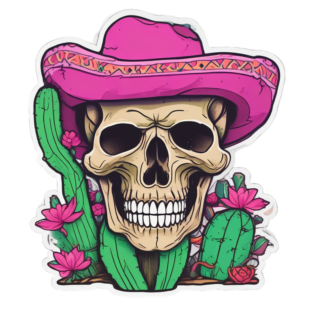 Cactus Skull Desert — skull & crossbones stickers