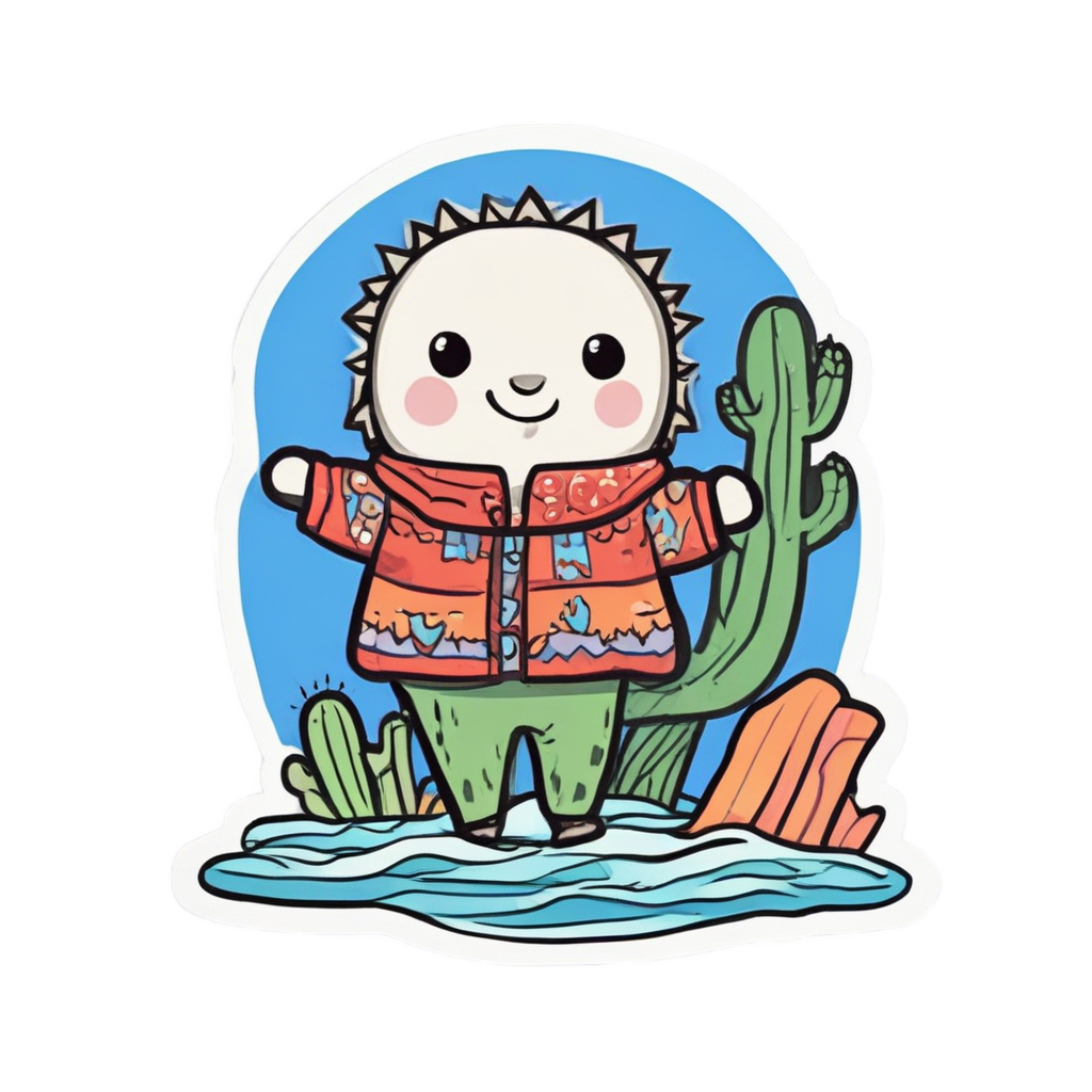 Cactus Surfer Riding Wave — boho nursery stickers