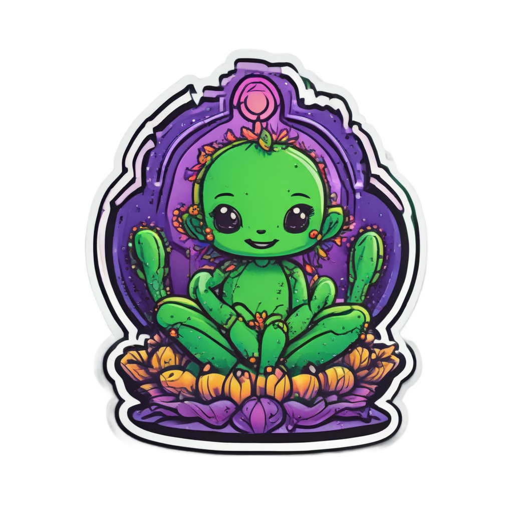 Cactus Yoga in Neon Lotus — boho nursery stickers