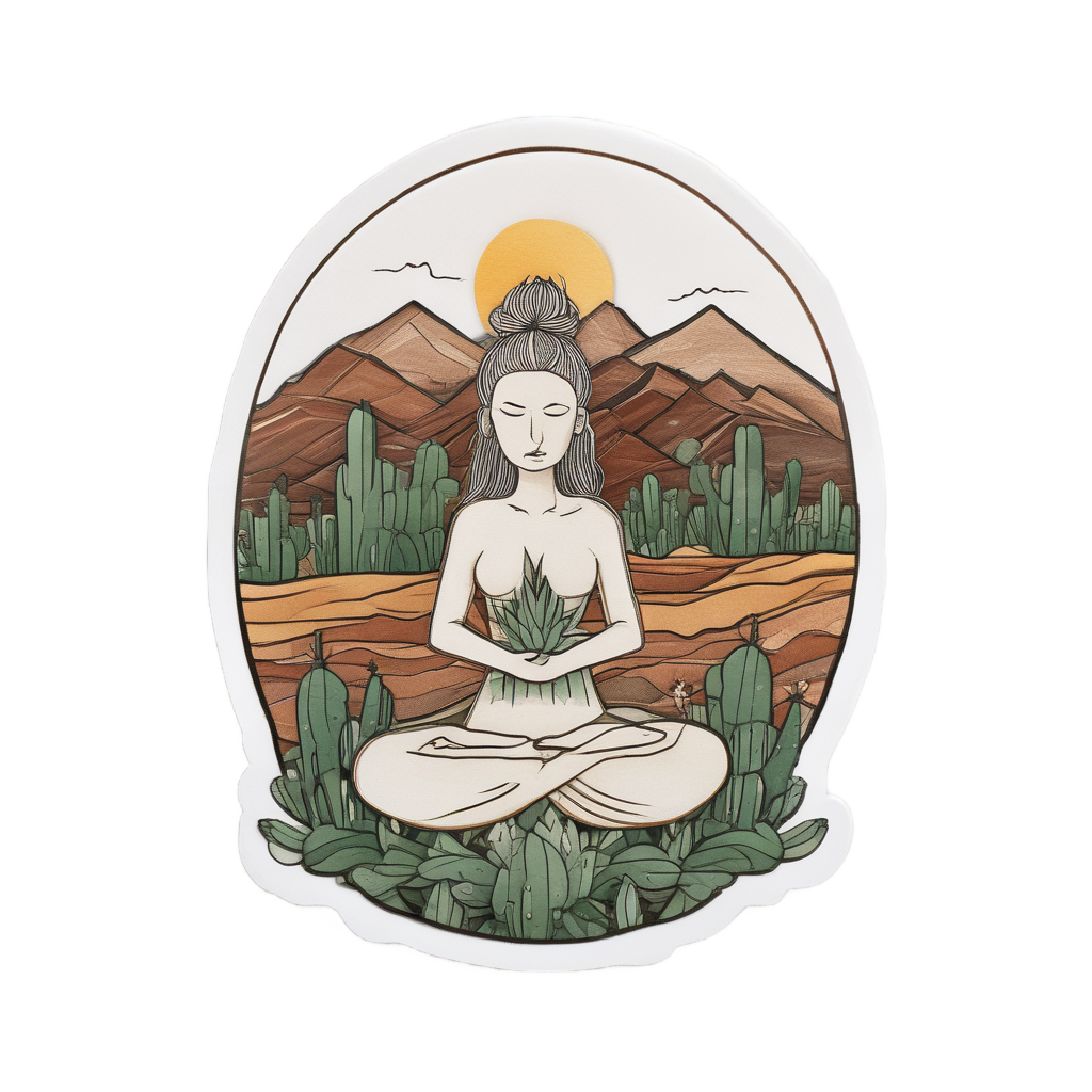 Cactus Yoga Pose — boho nursery stickers