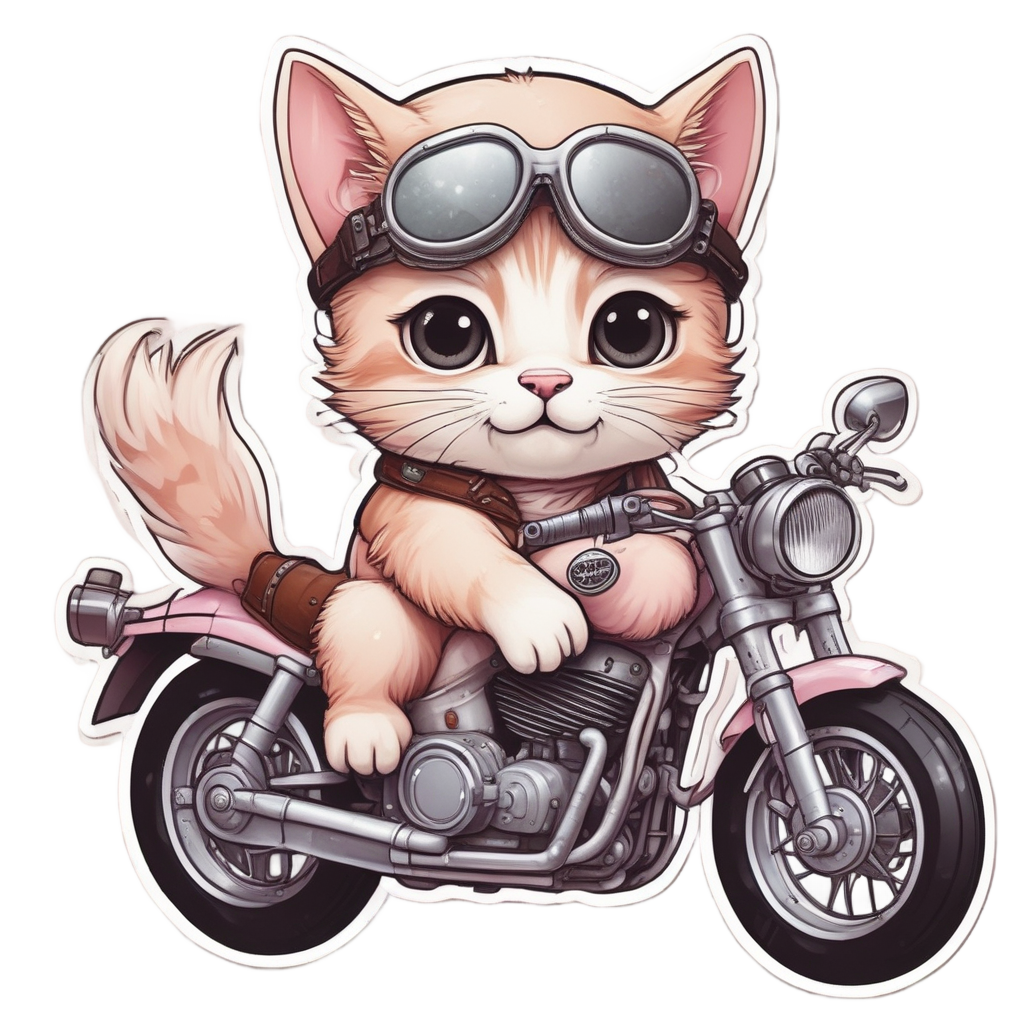Cafe Racer Kitten — motorcycles stickers