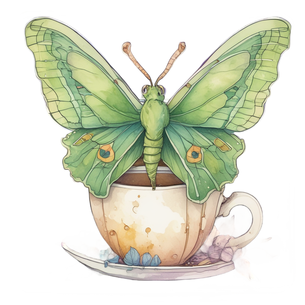 Caffeinated Lunar Moth — moths & ravens stickers