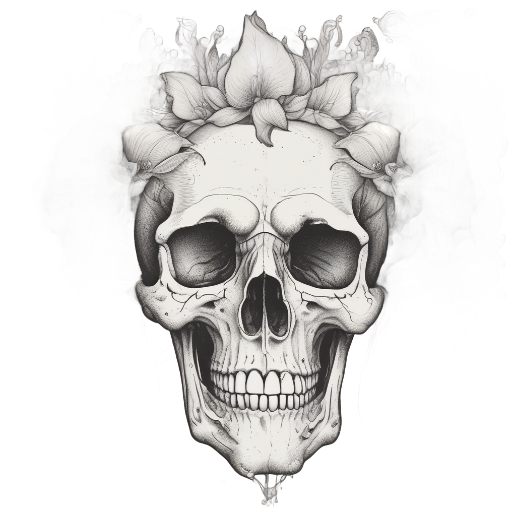 Cala Lily Crown Skull — line-art skull stickers