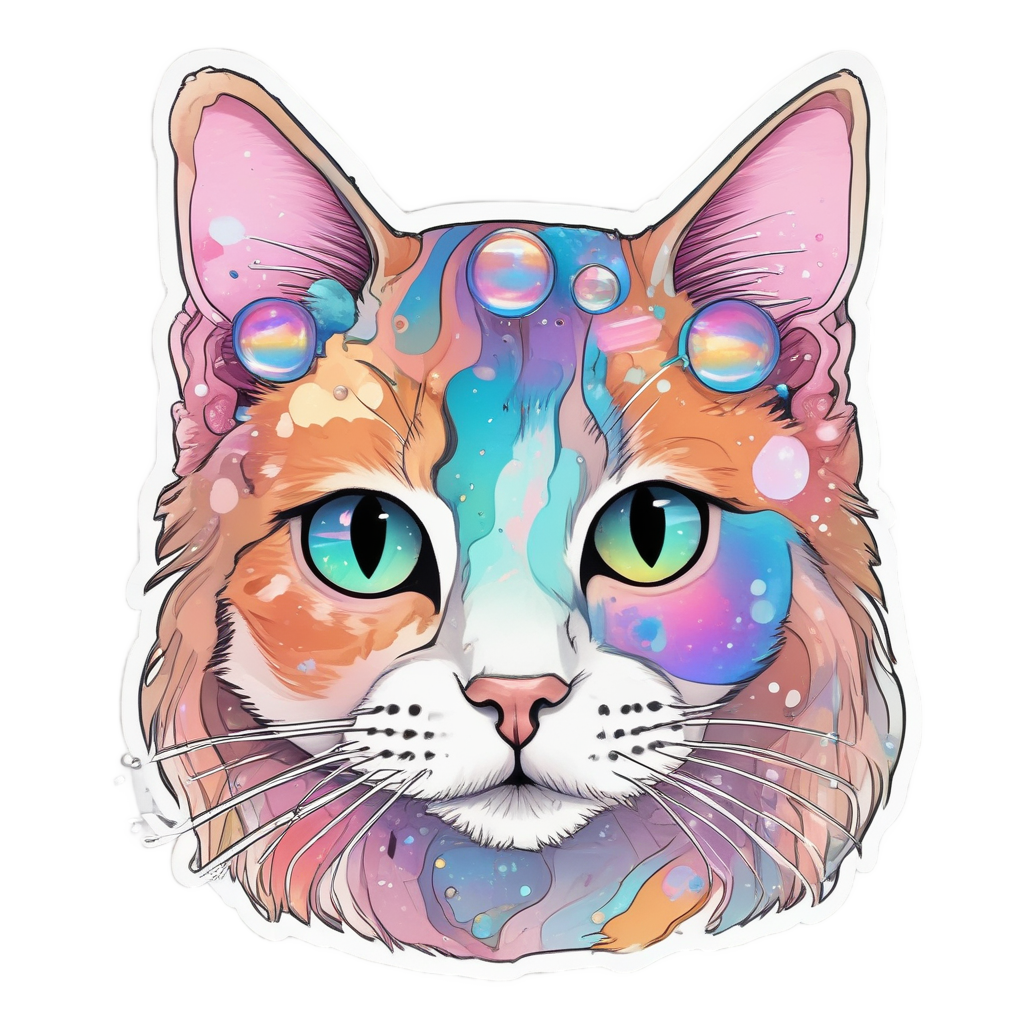 Calico Bubble Blowing — animals & pets stickers