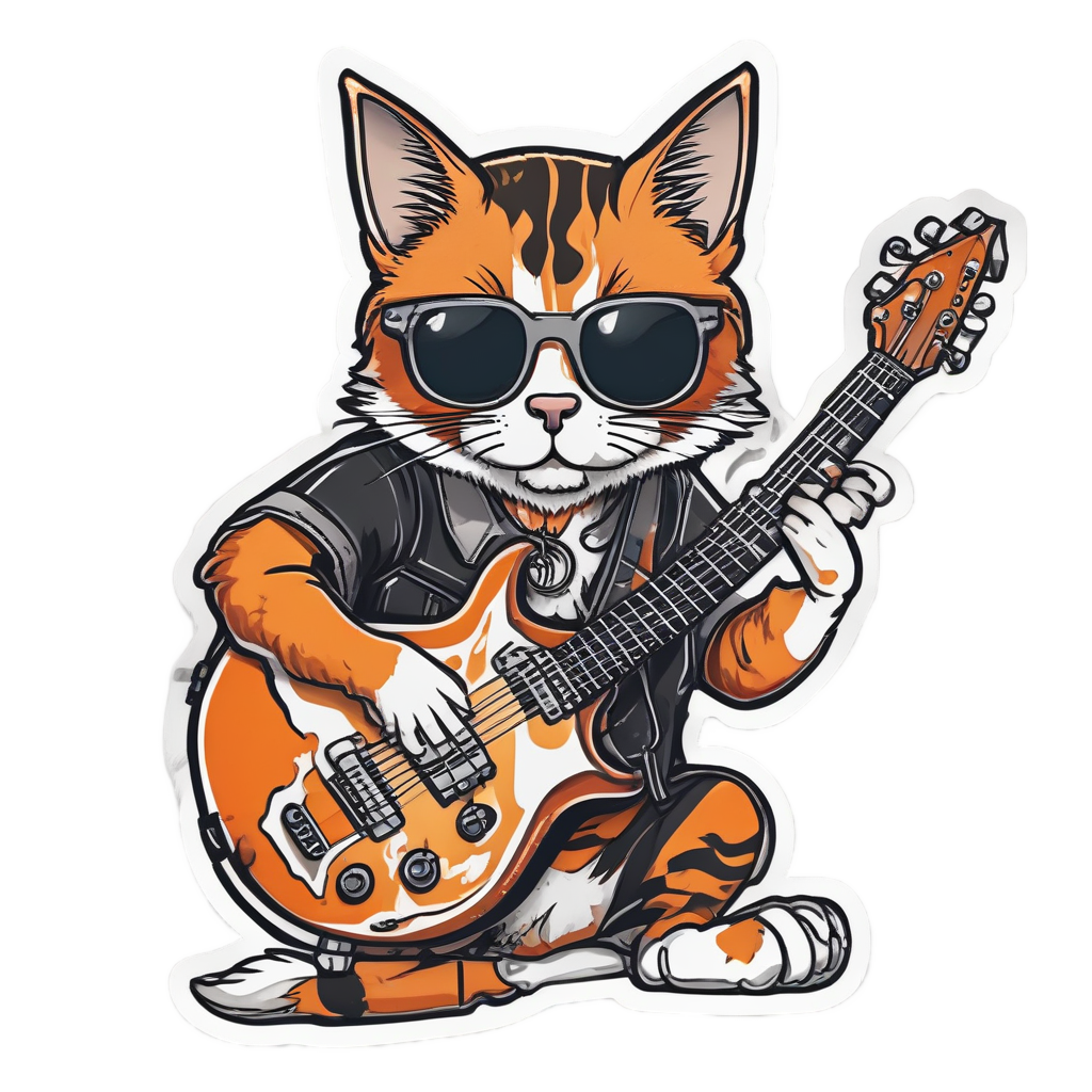 Calico Rockstar Guitar — animals & pets stickers