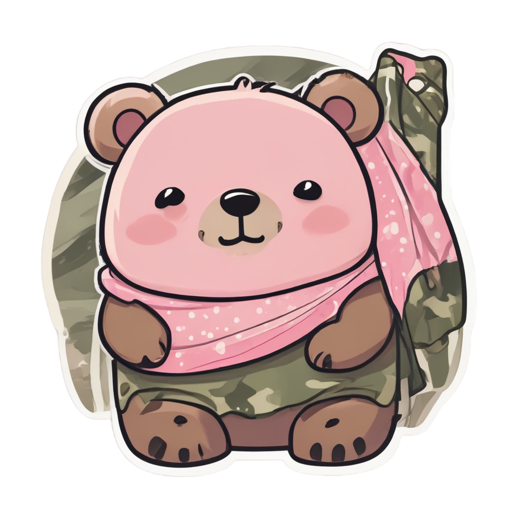 Camo Bear Hug Flag — camo stickers