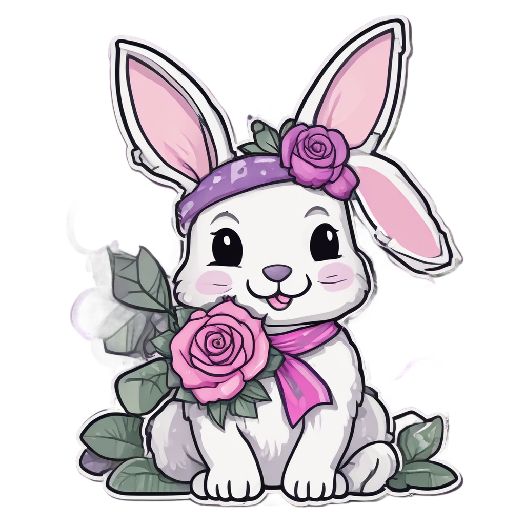 Camo Bunny with Rose — camo stickers
