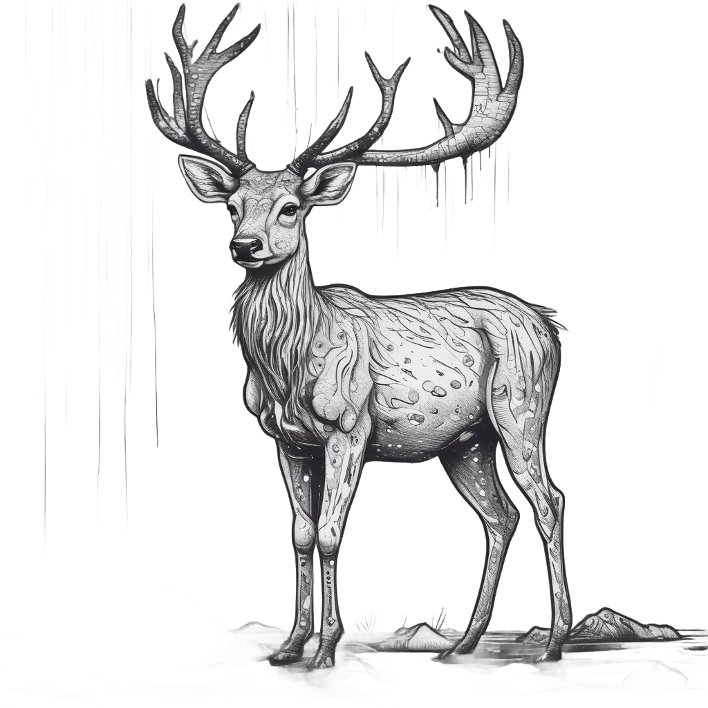 Camo Deer in Rain — camo stickers