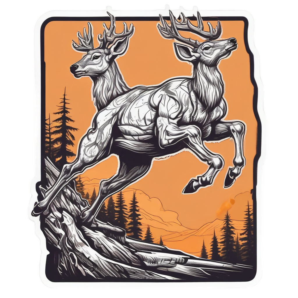 Camo Deer Leaping — camo stickers