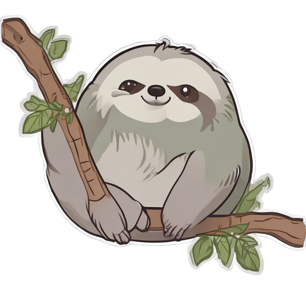 Kawaii sloth hugging a camo flag while hanging.