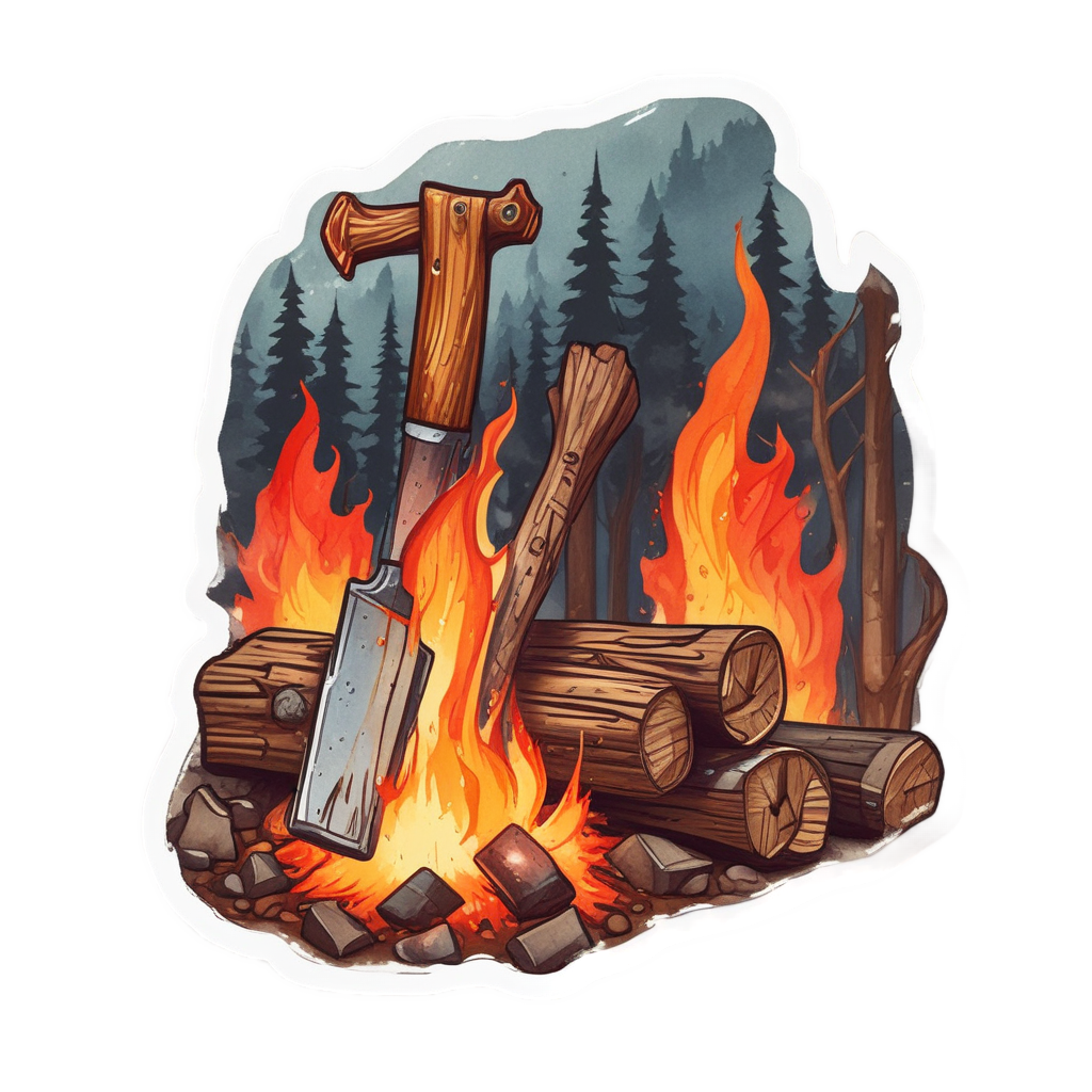 Campfire Hatchet Duo — outdoorsman stickers