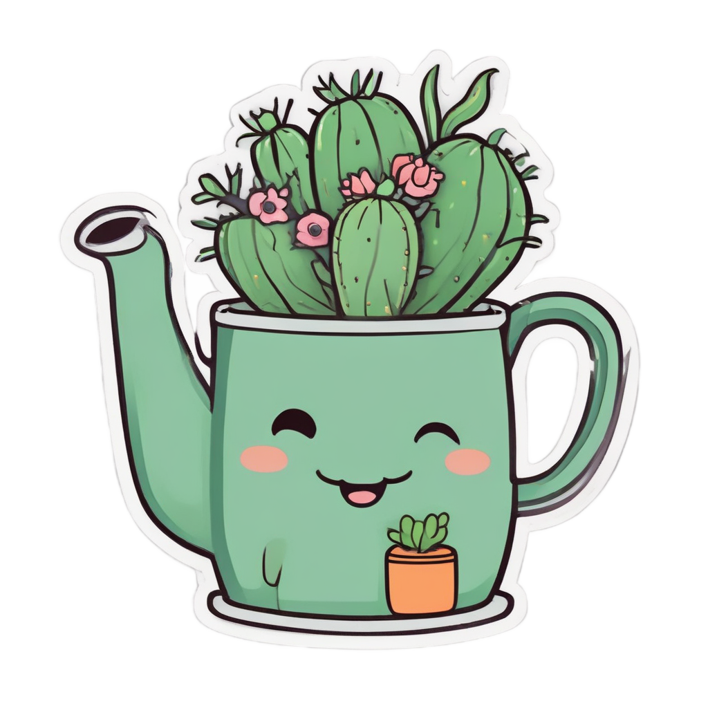 Can and Cactus Hug — plant parent stickers