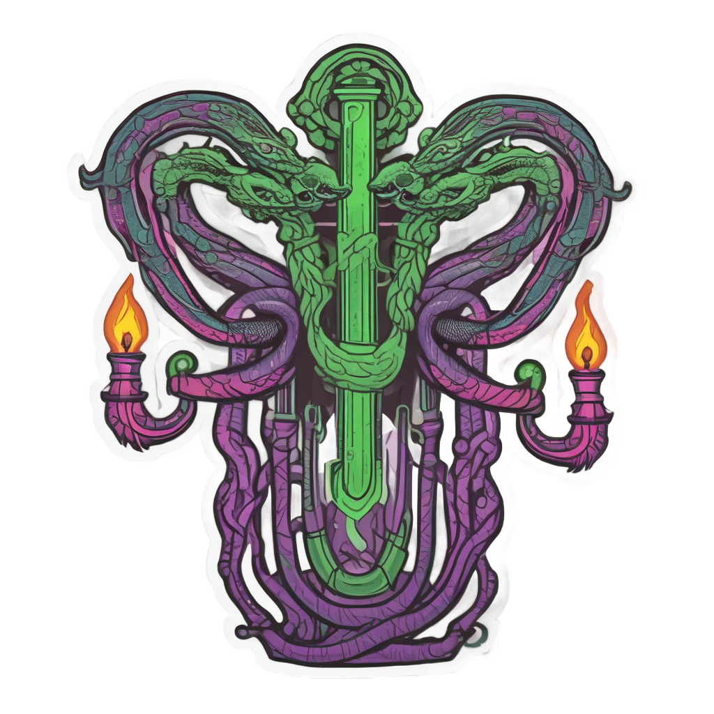 Candelabra and Neon Serpent — victorian gothic stickers