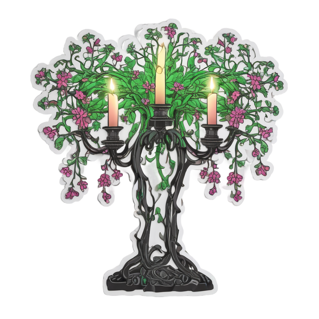 Candelabra with Glowing Vines — victorian gothic stickers