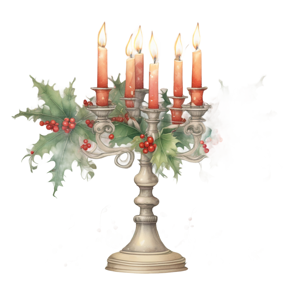 Candelabra with Holly Berries — victorian gothic stickers