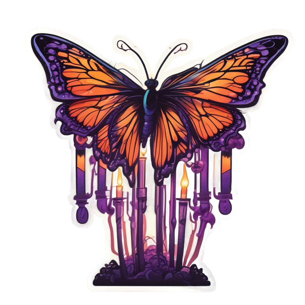 Candelabra with Neon Butterflies — victorian gothic stickers