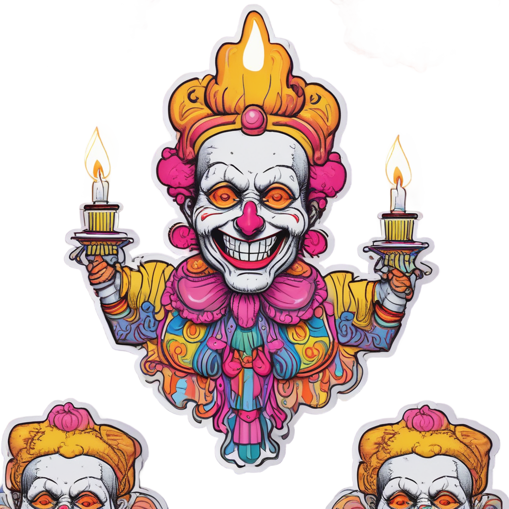 Candelabra with Neon Clown — victorian gothic stickers
