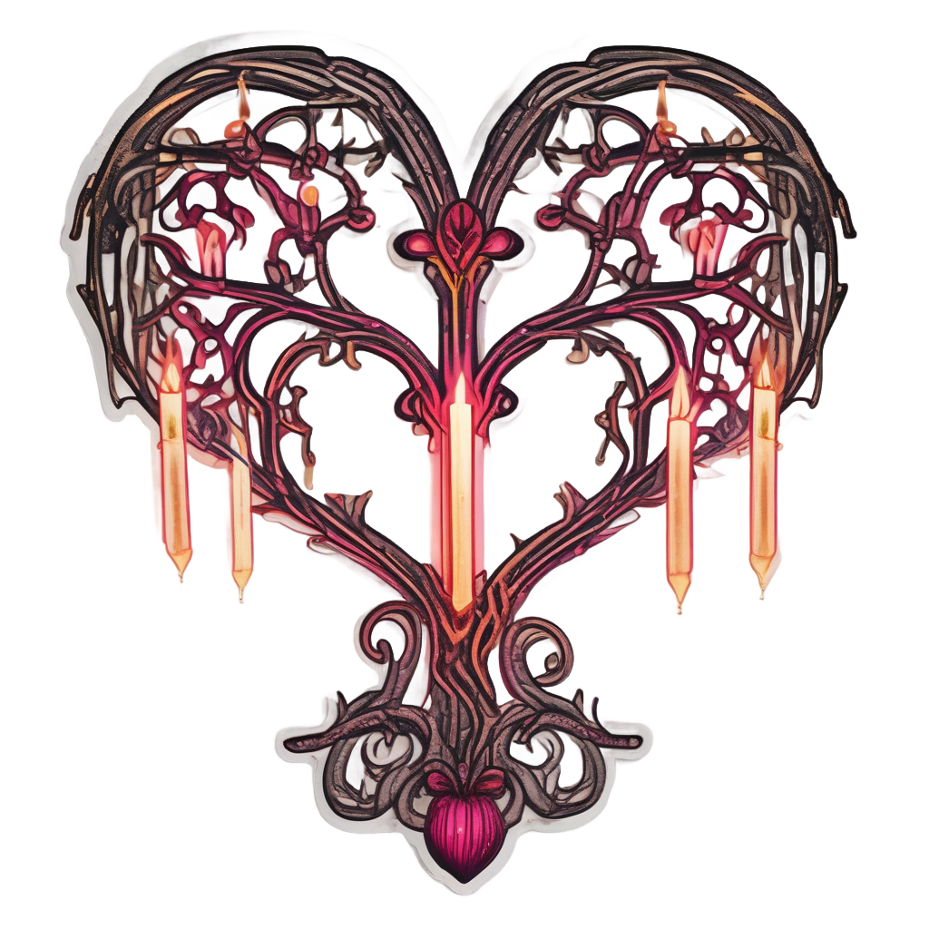 Candelabra with Neon Heart — victorian gothic stickers