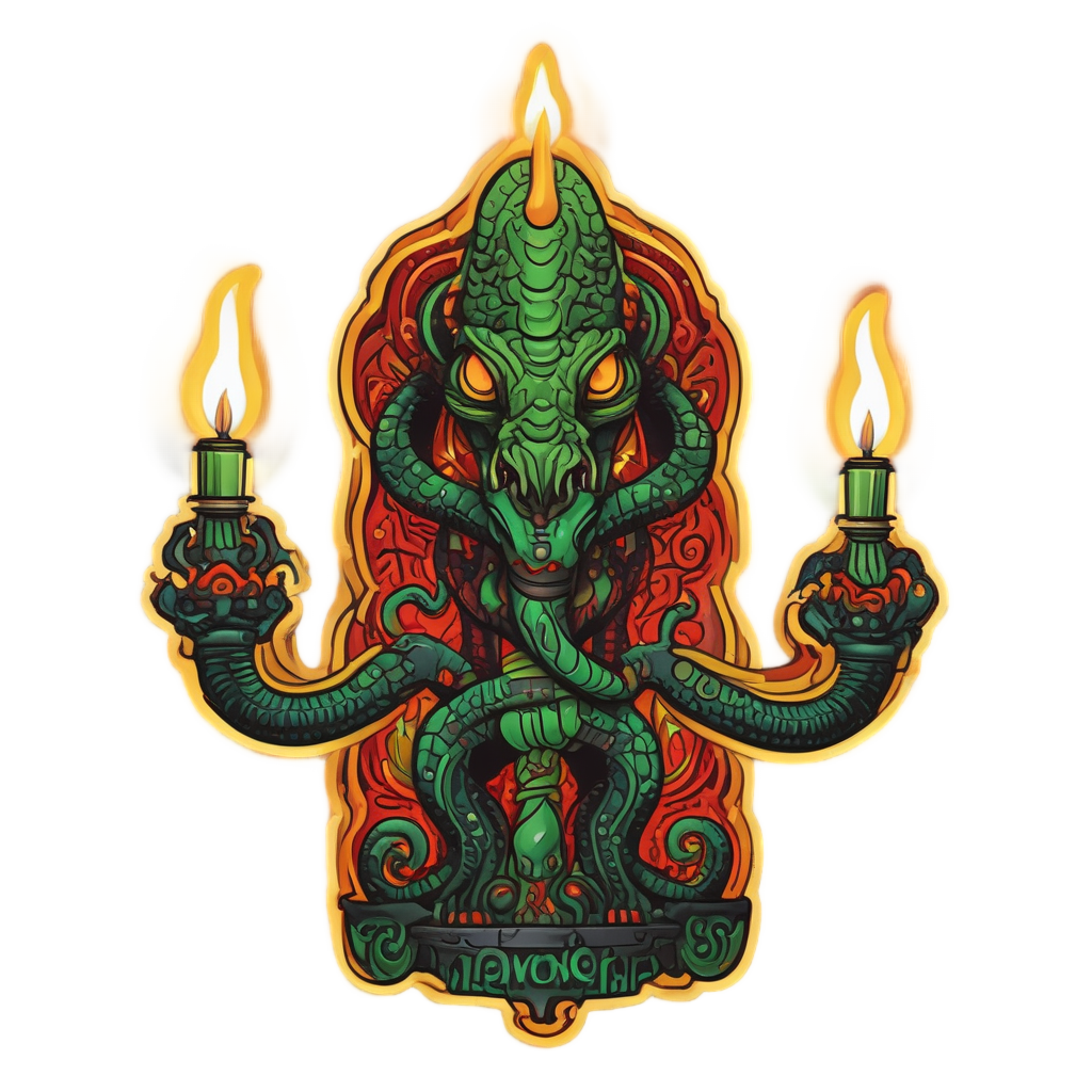 Candelabra with Neon Snake — victorian gothic stickers