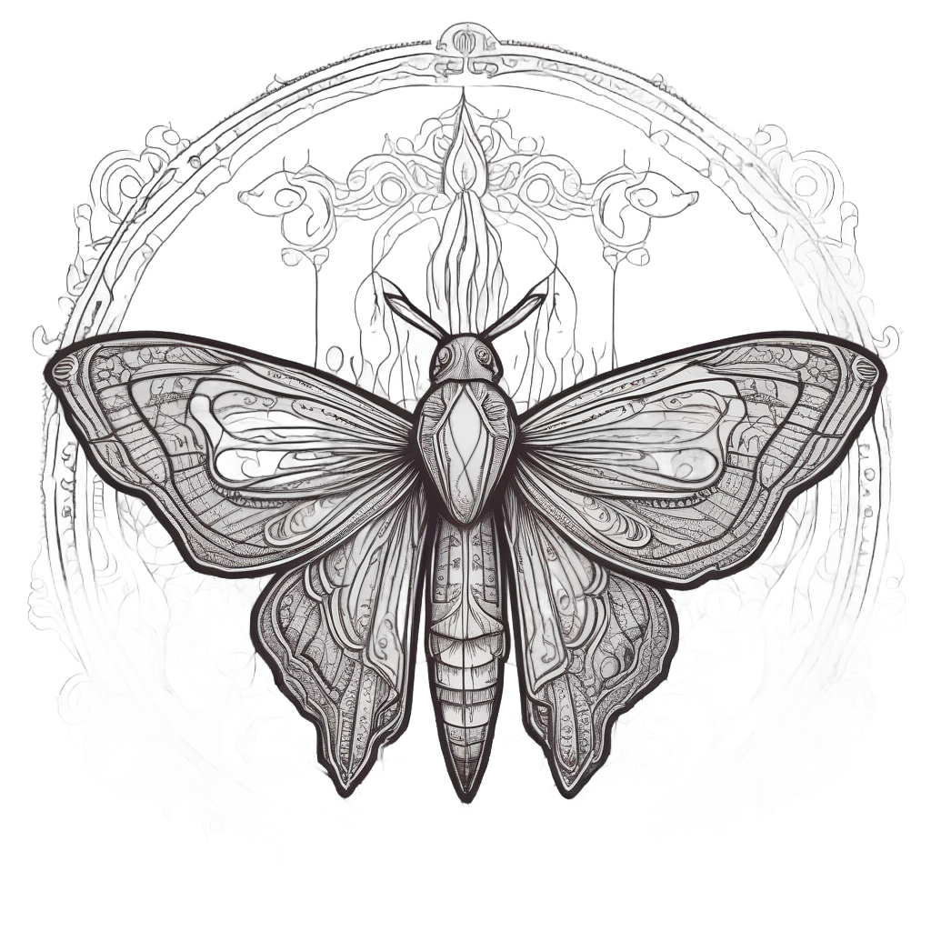Candlelight Moth — blackwork flash stickers