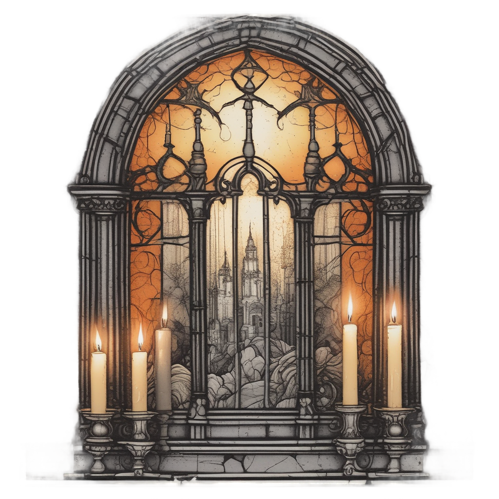 Candlelit Arch Window — victorian gothic stickers