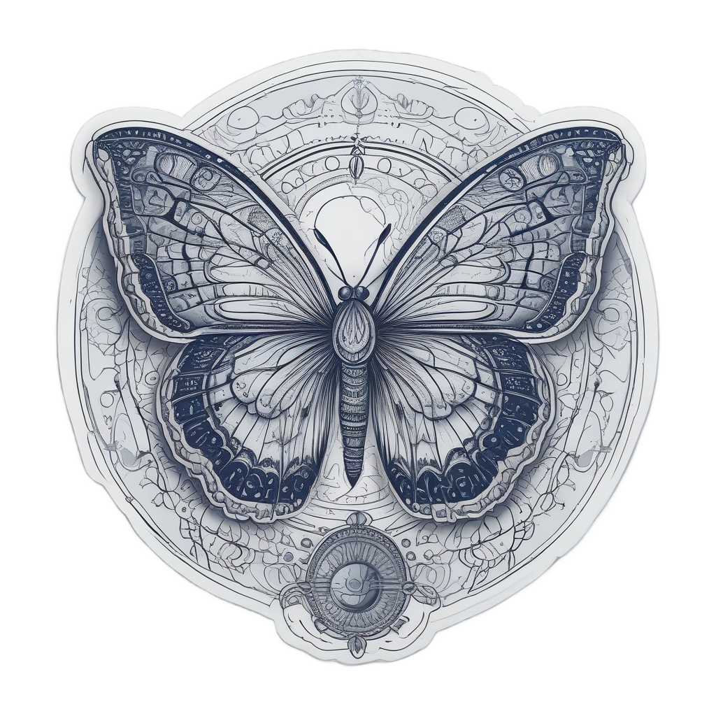 Candlelit Night Moth — fine-line flash stickers
