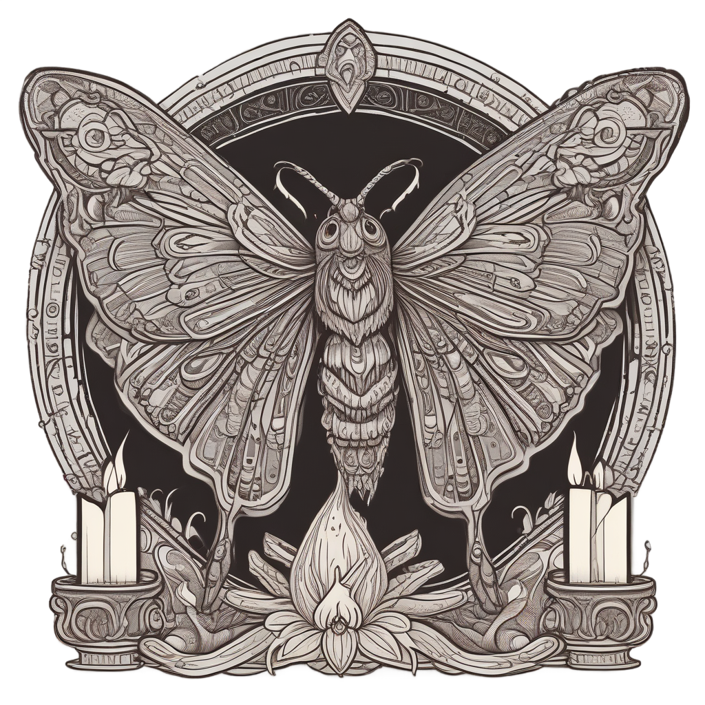Candlelit Prayer Moth — blackwork flash stickers