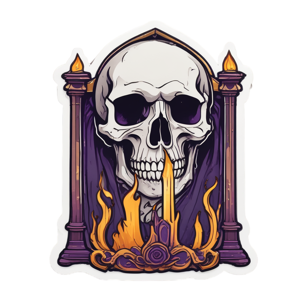 Candlelit Skull Hourglass — witchy & occult stickers