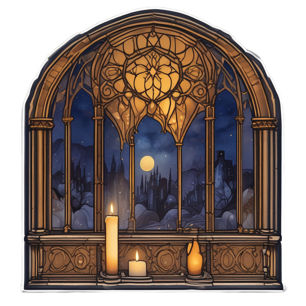 Candlelit Window Arch — victorian gothic stickers