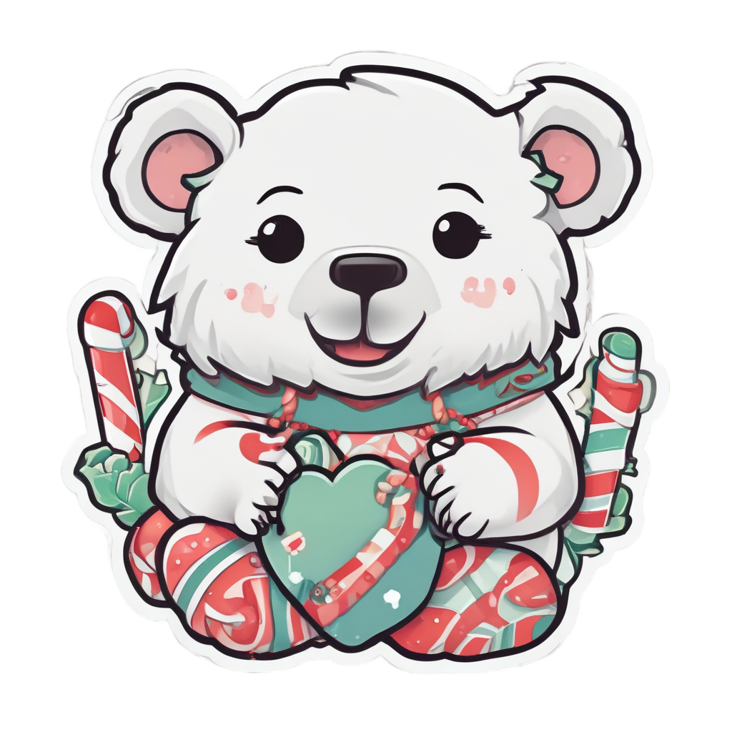 Candy Cane Antler Bear — outdoorsman stickers