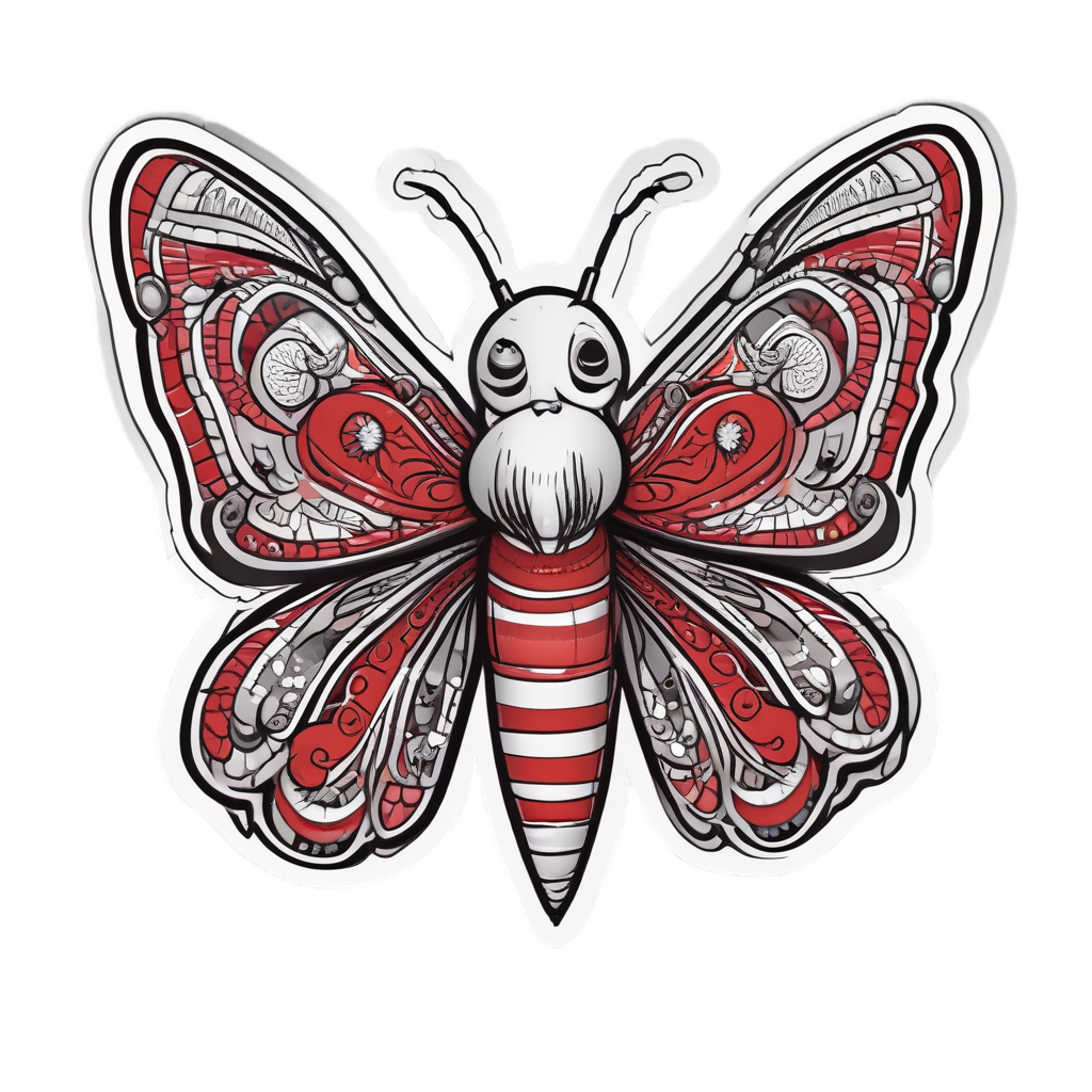 Candy Cane Moth — blackwork flash stickers