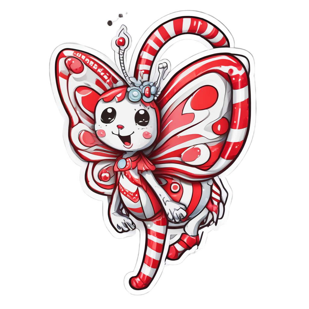 Candy Cane Rider — fine-line flash stickers