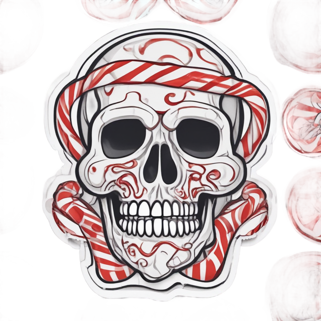 Candy Cane Skull — skull & crossbones stickers