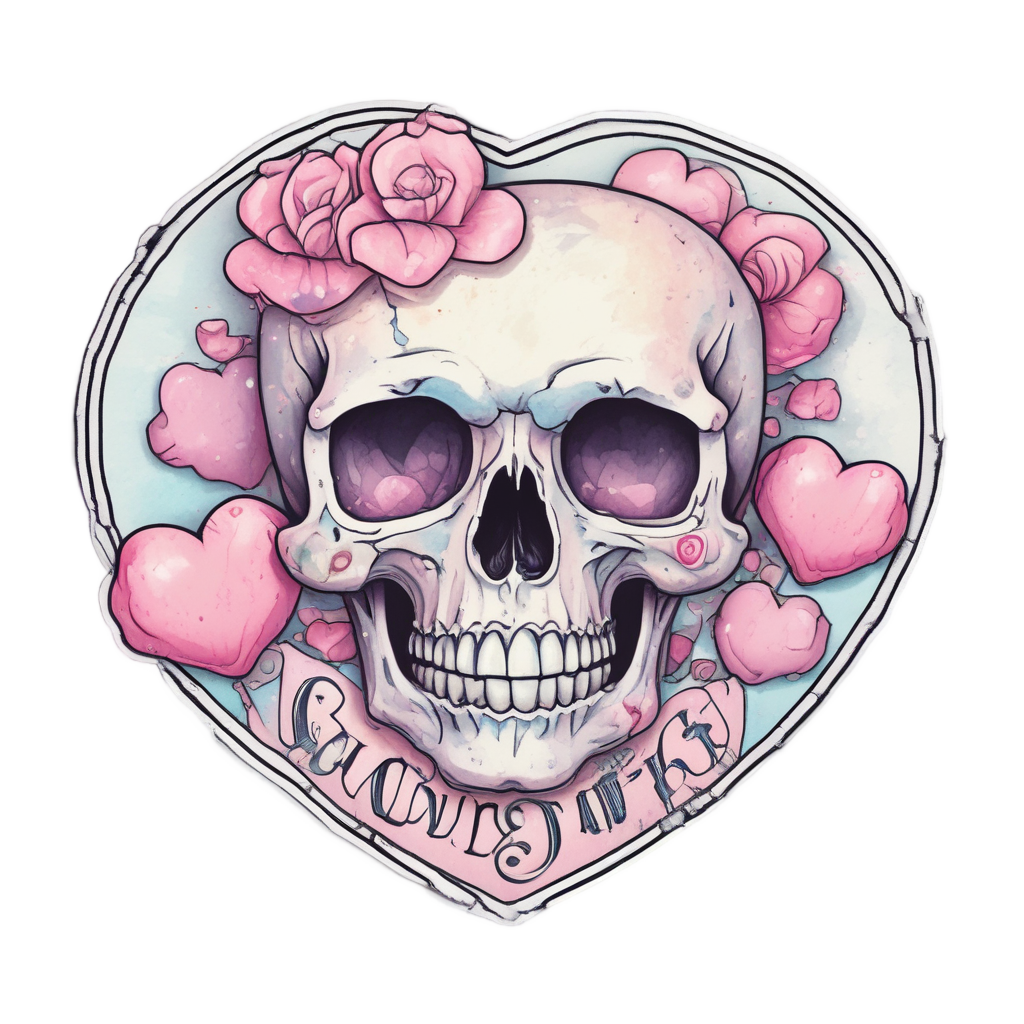 Candy Heart Skull — cute skull stickers