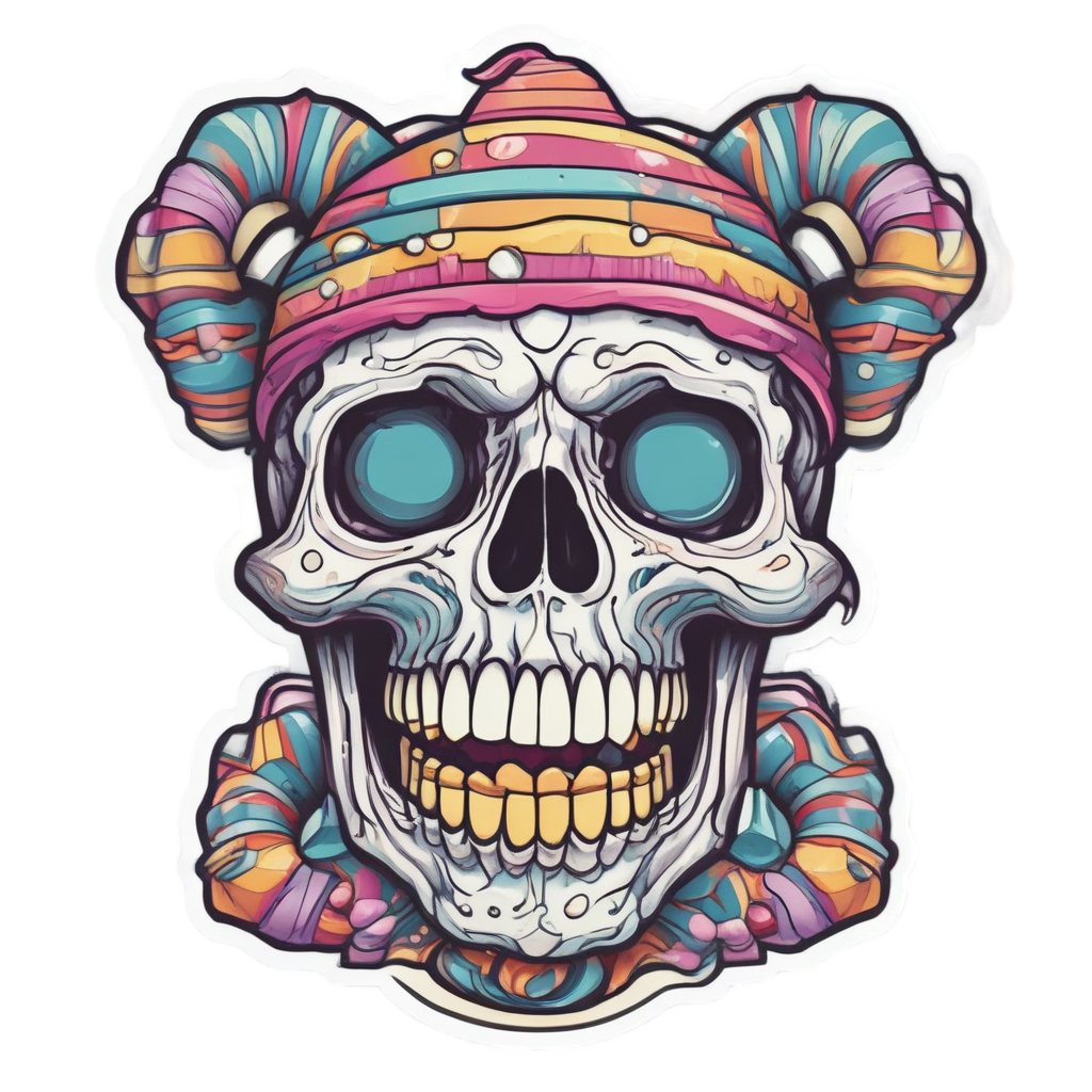 Candy Serpent Skull — blackwork skull stickers