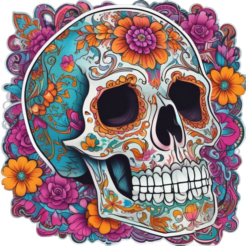 Candy Skull Celebration — skull & crossbones stickers