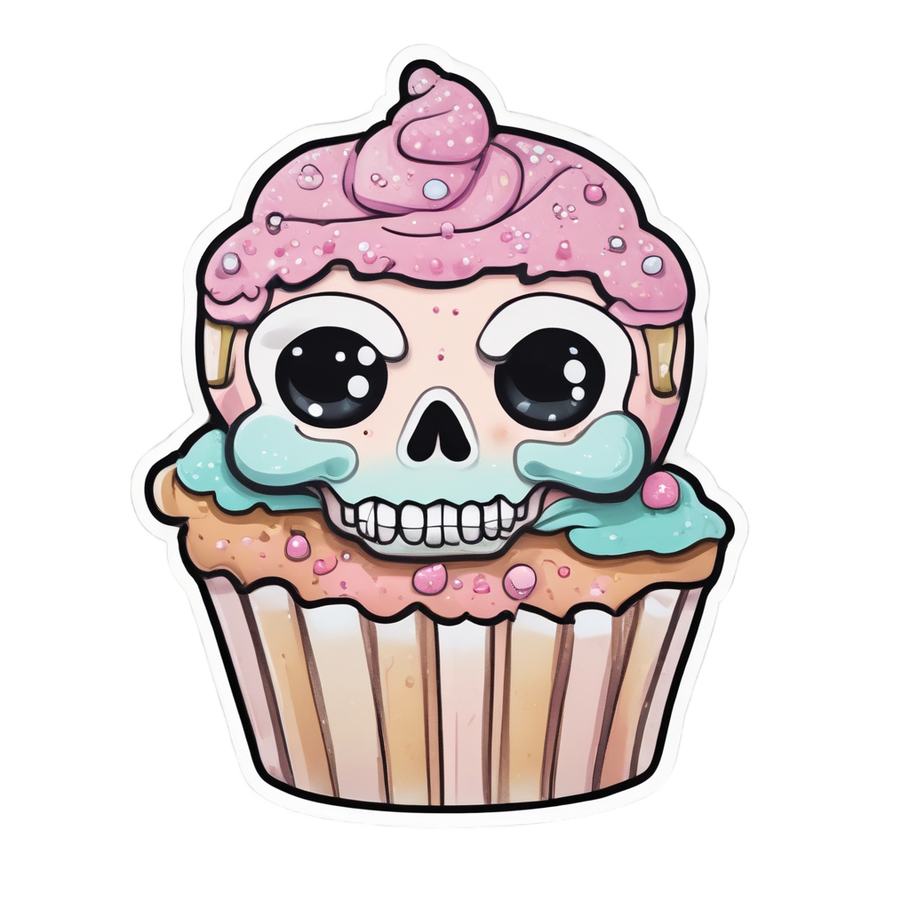Candy Skull Cupcake — skull & crossbones stickers