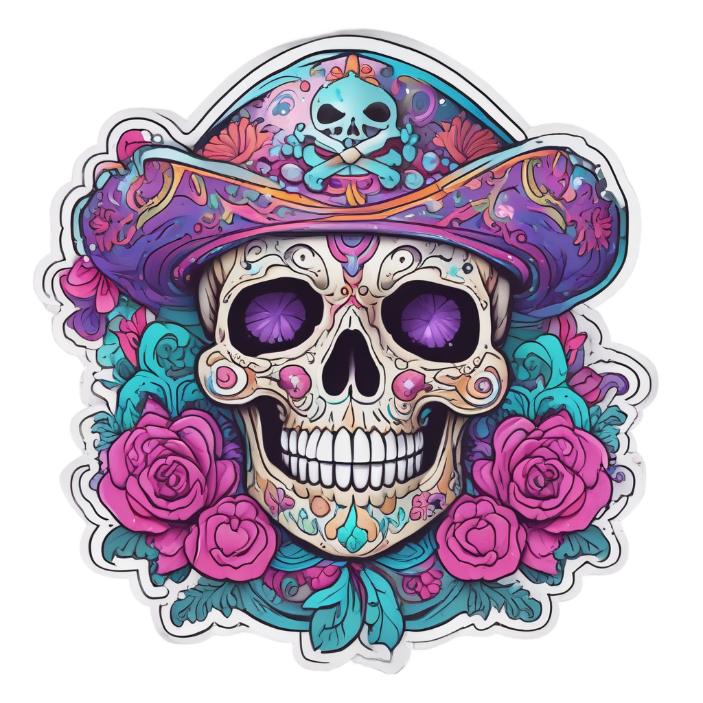 Candy Skull Twist — skull & crossbones stickers