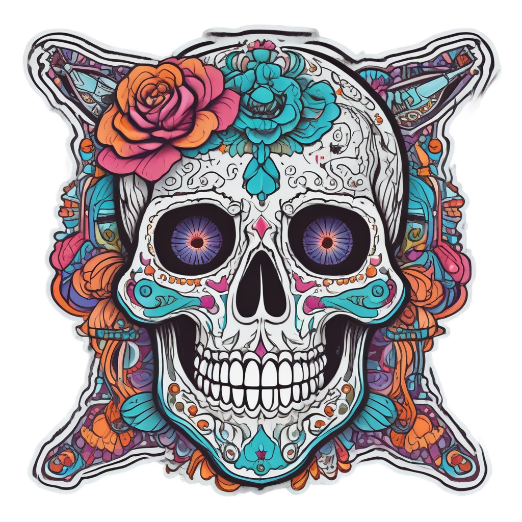 Candy Skull with Syringe — skull & crossbones stickers