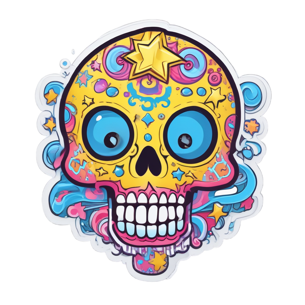 Candy Star Skull Swirl — line-art skull stickers