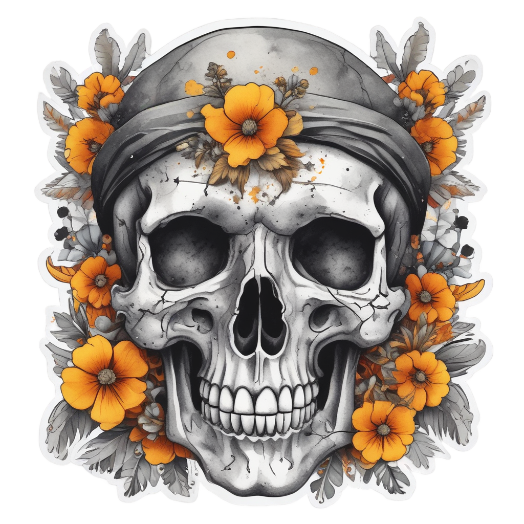 Cannonball Explosion Skull — skull & crossbones stickers