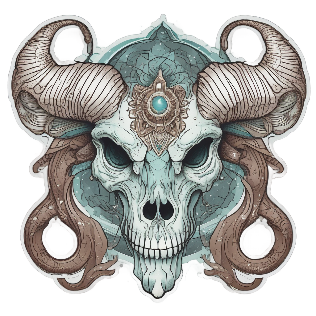 Capricorn's Sea Goat Skull — mystical skull stickers