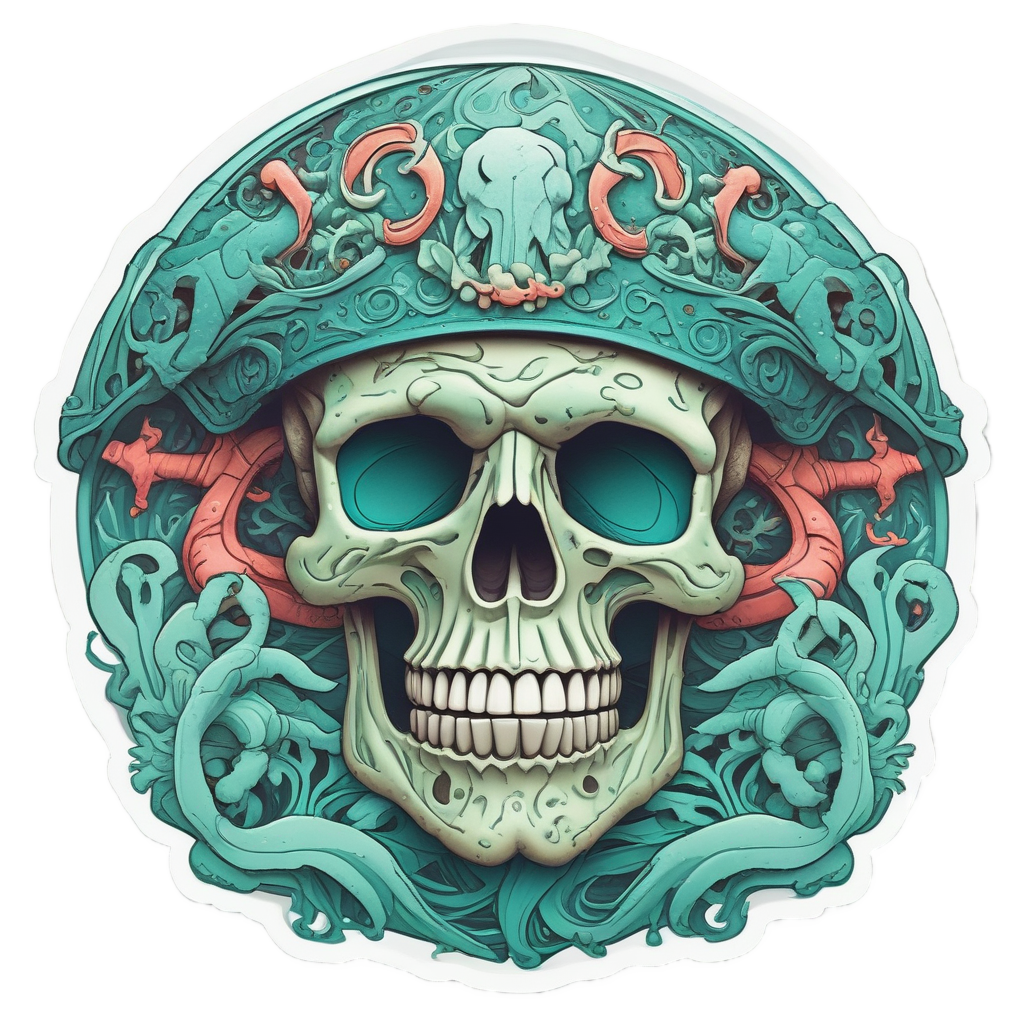Captain Coral Grin — skull & crossbones stickers
