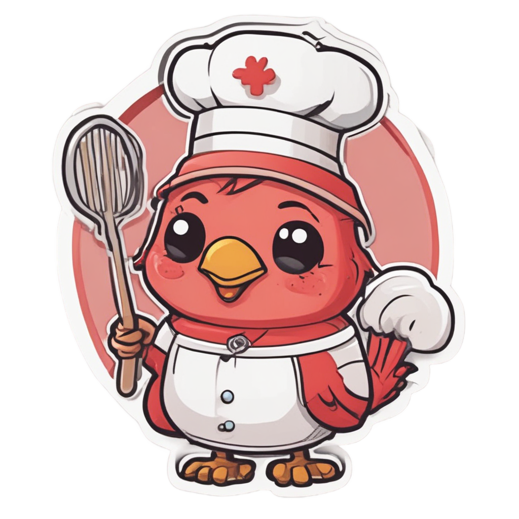 Cardinal Chef with Whisk — animals & pets stickers