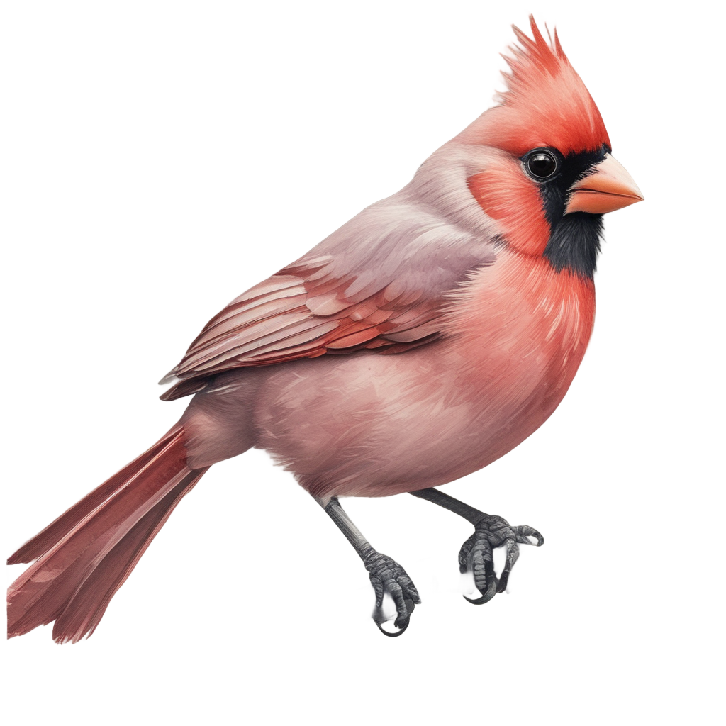 A cardinal covering its eye with a wing in soft watercolor.