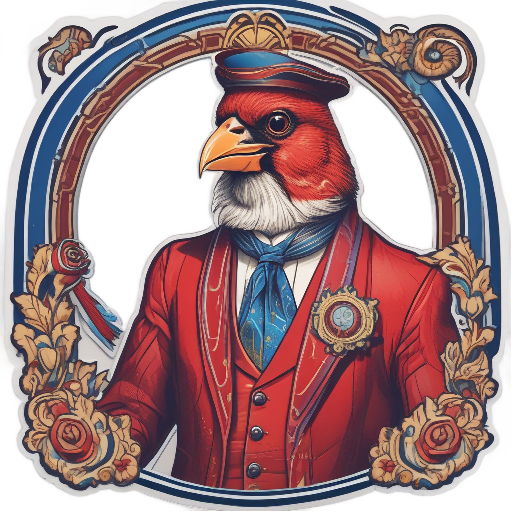 Cardinal with Monocle and Scarf — birds stickers