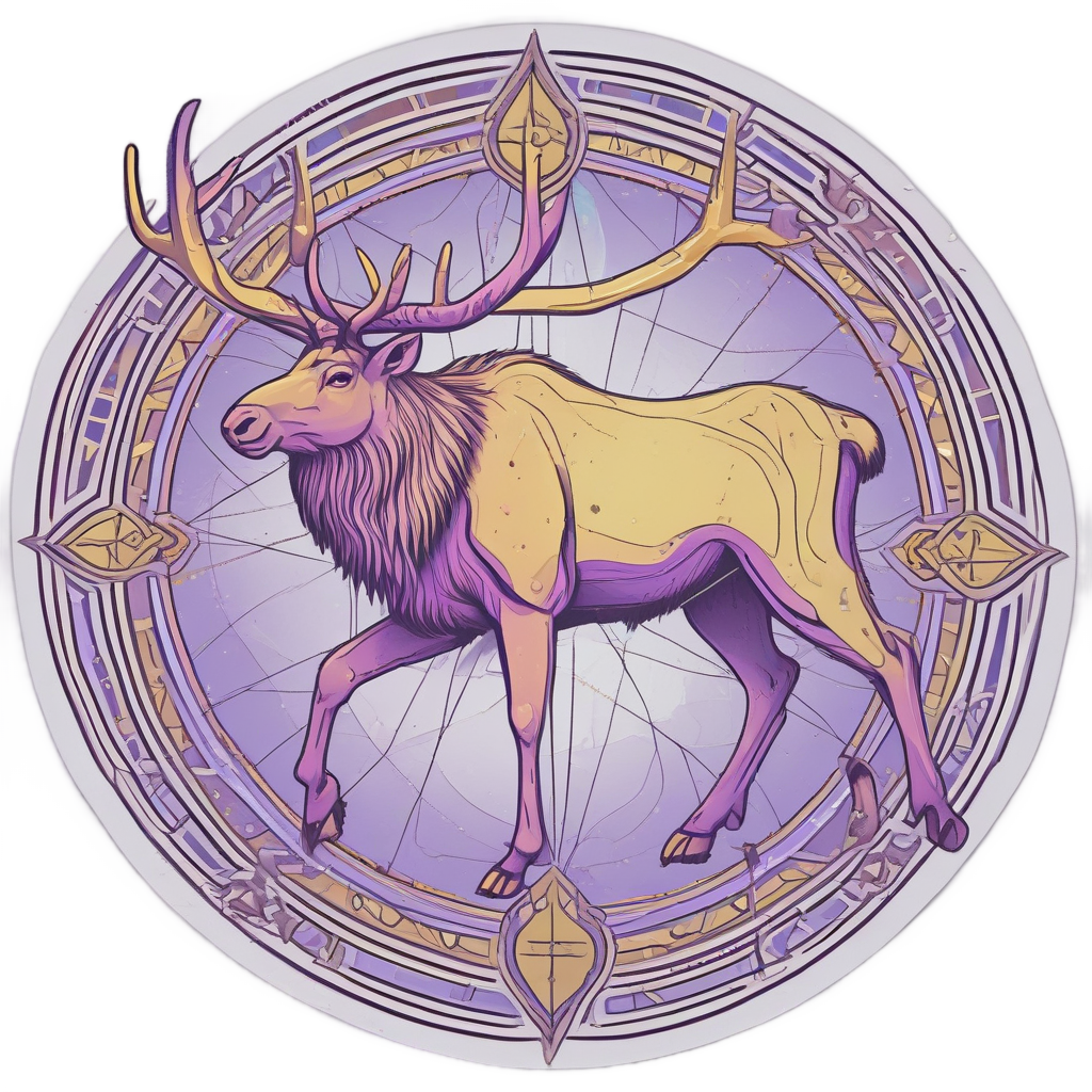 Caribou with Neon Compass — outdoorsman stickers