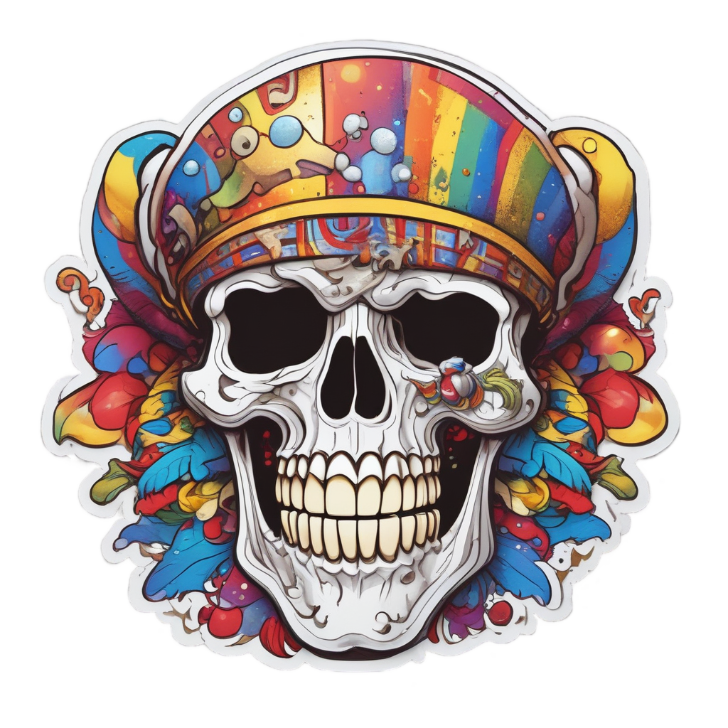 Carnival Jester Skull — skull & crossbones stickers